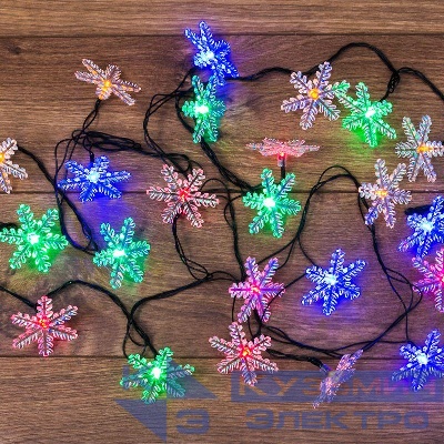 Гирлянда светодиодная "Снежинки" 4.4м 30LED мультиколор 4Вт IP20 с контроллером Neon-Night 303-065