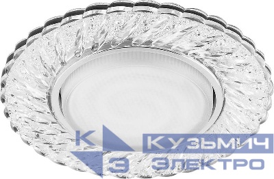 Светильник CD4021 15Вт GX53 встраив. без лампы со светодиод. подсветкой 20LEDх2835 SMD 4000К с драйвером в комплекте прозр. хром FERON 29474