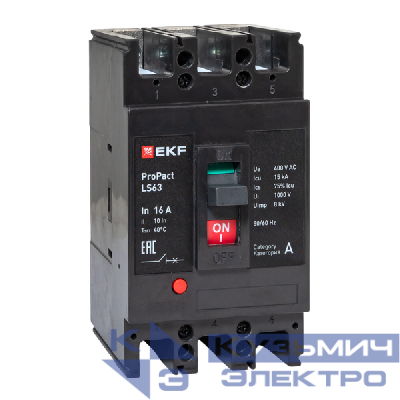 Выключатель автоматический 3п 16А 15кА LS63 ProPact EKF mccb-63-15-3-16-ls