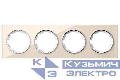 Рамка 4-м Garda горизонт. стеклянная беж. 2E52401301 OneKeyElectro 2234932