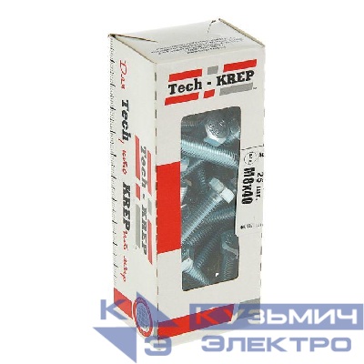 Болт с шестигранной головкой М8х40 DIN 933 оцинк. (уп.25шт) Tech-Krep/Zitar 105210