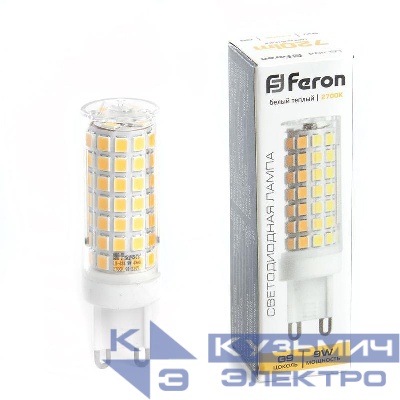 Лампа светодиодная LB-434 9Вт JCD 2700К G9 230В FERON 38146