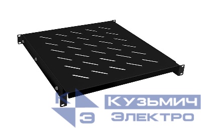 Полка регулируемая для шкафов и открытых стоек RA-J018-FC-700-100KG-BK усиленная до 100кг черн. (RAL 9004) Cabeus 10817c