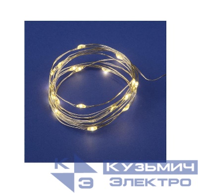 Гирлянда LED на батарейках ULD-S0200-020/SСB/2AA WARM WHITE IP20 DEW 2AA (не в/к) "Роса" 2м 20 диодов тепл. бел. провод медн. Uniel UL-00007183
