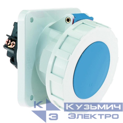 Розетка 125А 3п 6ч 230В IP67 наклонная фланец 114х114 Bals 12100