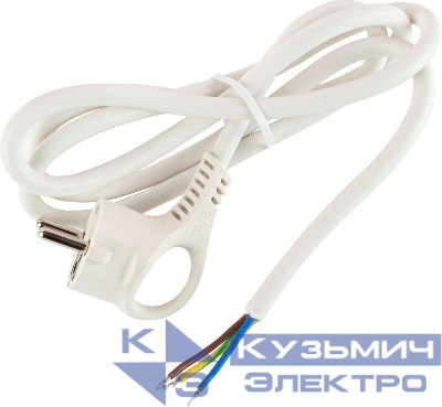 Шнур сетевой с вилкой 1.5м с заземл. ПВС 3х1.5 бел. U-3x1.5-1.5m-W ЭРА Б0048704