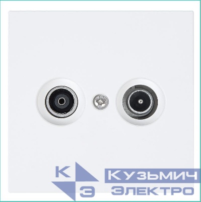 Розетка телевизионная проходная TV + FM 2-м СП FD Ф9.5мм с накладкой механизм бел. матов. soft touch Jasmart FD6205PWM