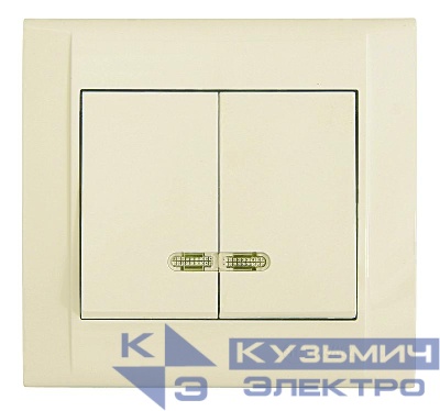 Выключатель 2-кл. Defne крем с подсветкой Makel 42010023