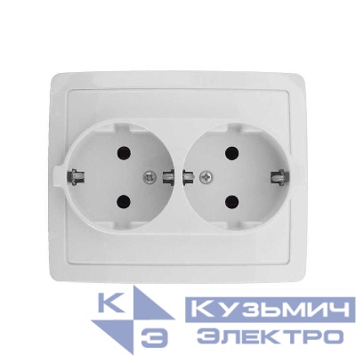 Розетка 2-м СП Simon15 16А IP20 250В с заземл. Schuko без защ. шторок винт. клеммы бел. Simon 1590456-030