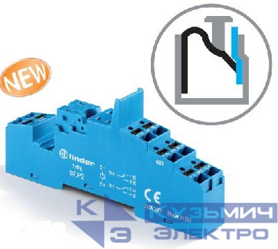 Розетка с безвинт. клеммами Push-in для реле 46.61 модули 86.30 99.02 в комплекте металлич. клипса 097.71 син. FINDER 97P1SMA