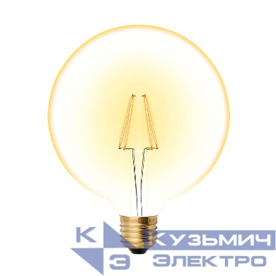 Лампа светодиодная LED-G125-8W/GOLDEN/E27 GLV21GO Vintage форма "шар" зол. колба упак. картон Uniel UL-00002358