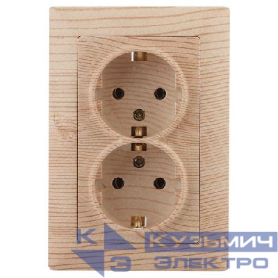 Розетка 2-м СП Solo 4-205-11 16А 250В IP20 2х2P+E Schuko с заземл. сосна Intro Б0053680