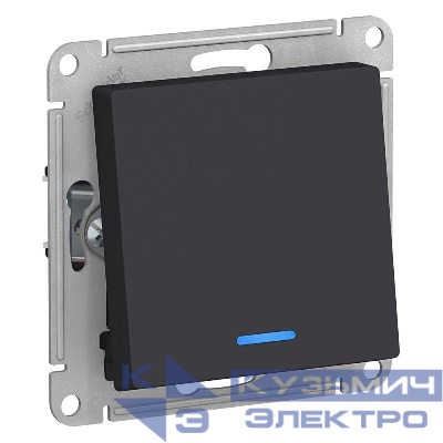 Переключатель проходной 1-кл. СП AtlasDesign 10А IP20 (сх. 6а) 10AX с подсветкой механизм карбон SE ATN001063