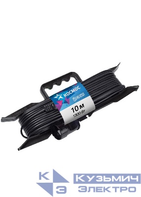 Удлинитель-шнур на рамке 1х10м 6А IP20 1.3кВт ПВС 2х0.75 КОСМОС YPKsm10m-1g(6A)