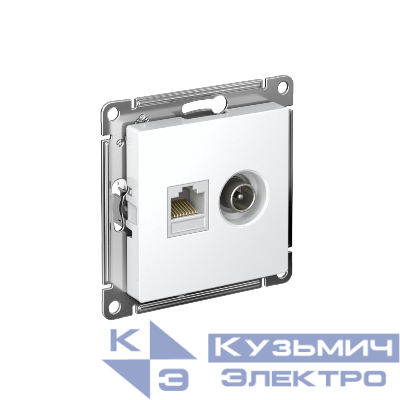 Розетка компьютерная + телевизионная 2-м СП AtlasDesign RJ45 кат.5E + TV механизм бел. SE ATN000189