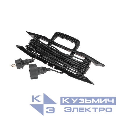 Удлинитель-шнур на рамке 1х10м с заземл. 6А 1.3кВт IP20 ПВС 3х0.75 черн. PROconnect 13-4913