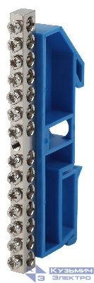 Шина N "ноль" на DIN-изол. ШНИ-6х9-14 никелированная Д син. NO-222-88-1 ЭРА Б0044137