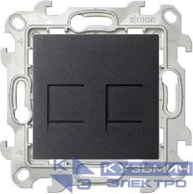 Розетка компьютерная 2-м СП Simon 24 RJ45 кат.5E UTP IP20 механизм графит Simon 2450593-038