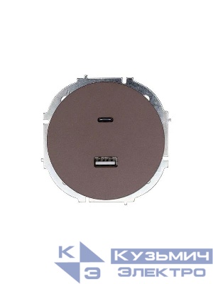 Розетка 1-м СП OSEN TC+ USB разъем механизм шоколад LEZARD 743-7388-192TC