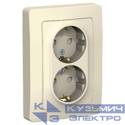 Розетка 2-м СП Blanca 16А IP20 250В с заземл. защ. шторки молоч. SE BLNRS001122