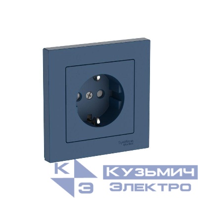 Розетка AtlasDesign 16А с заземл. защ. шторки быстрозажим. клем. в сборе аквамарин SE ATN001144S