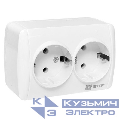 Розетка 2-м ОП Владивосток 16А IP44 с заземл. EKF EQR16-129-30-54