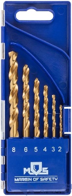 Набор сверл по металлу HSS шлифованные титановое покрытие угол заточки 135град. пласт. кейс 6шт (2-3-4-5-6-8мм) MOS 35731М