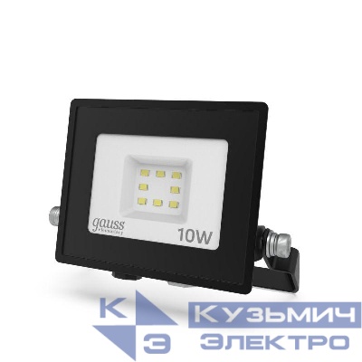 Прожектор светодиодный Elementary 10Вт IP65 6500К 850лм PROMO G3 черн. GAUSS 613100310P