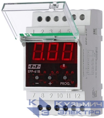 Реле тока EPP-618 (многофункциональное; диапазон контролируемых токов 0.5-50А (с внешними трансформаторами тока более до 999А); монтаж на DIN-рейке 35мм 150-250В AC 16А 1P IP20) F&F EA03.004.007