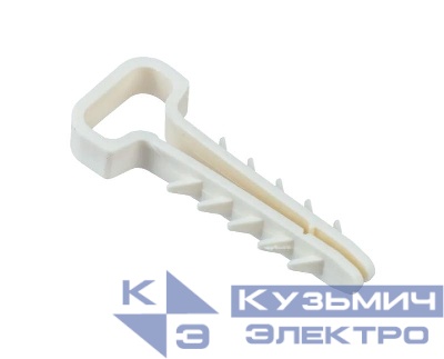 Дюбель-хомут PCD-F 06х12-45-100WH для плоского кабеля PA6.6 бел. (уп.100шт) JazzWay 5054943