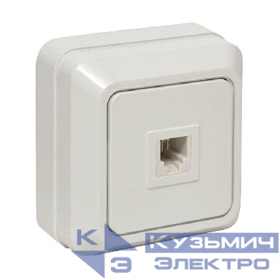 Розетка телефонная 1-м ОП Рим бел. EKF ENT01-034-10