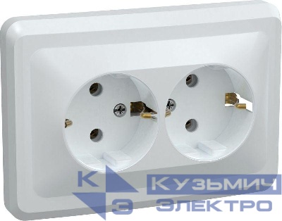 Розетка 2-м СП Вега РС12-3-ВБ с заземл. контактом без защ. шторок 16А бел. GENERICA ERV21-K01-16-DM