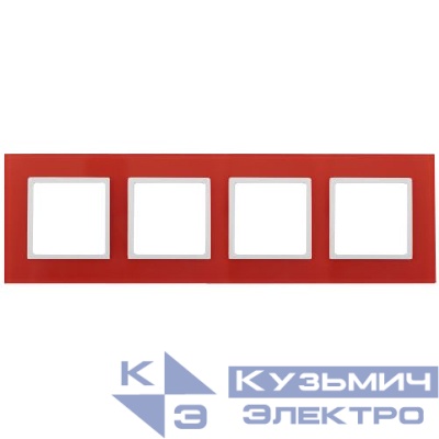 Рамка 4-м 14-5104-23 стекло Elegance красный+бел. ЭРА Б0034532