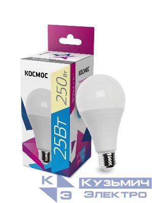 Лампа светодиодная A65 25Вт 3000К E27 220В КОСМОС LkecLED25wA65E2730