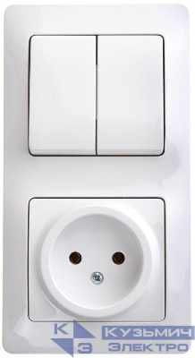 Блок комбинированный Glossa (розетка + 2-кл. выкл.) бел. SE GSL000172