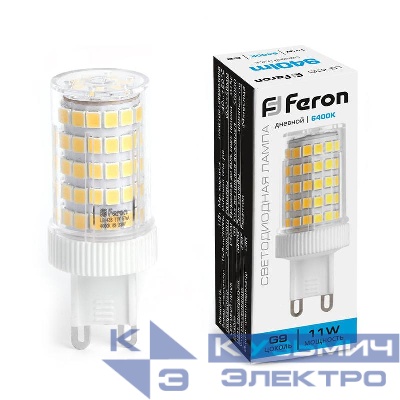 Лампа светодиодная LB-435 11Вт JCD 6400К G9 230В FERON 38151
