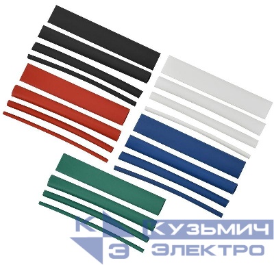 Набор трубок термоусадочных тонкостен. ТТУ 2/1; 4/2; 6/3; 8/4 (З; С; К; Ч) 20х8см разноцвет. IEK UDRS-D2-D8-10-3
