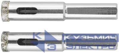 Коронки кольцевые по керамограниту камню и кафелю алмазные набор 12х65мм (уп.2шт) FIT 16204