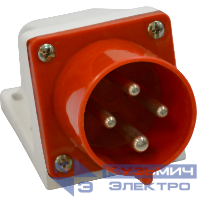 Вилка 524 32А 6h 380AC 3P+PE IP44 для монтажа на поверхность КЭАЗ 241217