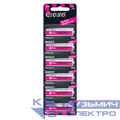 Элемент питания алкалиновый AA/LR6 1.5В Super Alkaline BL-6 (уп.6шт) ФАZА 5002043