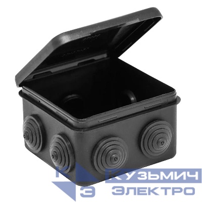 Коробка распределительная ОП 80х80х50мм (откид. крышка)УХЛ1 IP54 черн. Ruvinil 67040МЧ