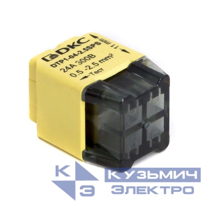 Клеммная колодка на 4 проводника до 2 5кв.мм. на токи до 24А DKC DTP1-04-2.5SPS