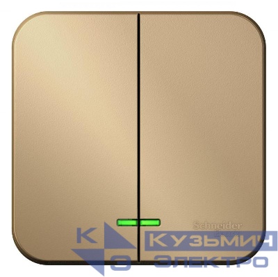Выключатель 2-кл. ОП Blanca 10А IP20 (сх. 5) 250В с подсветкой с изолир. пластиной титан SE BLNVA105114