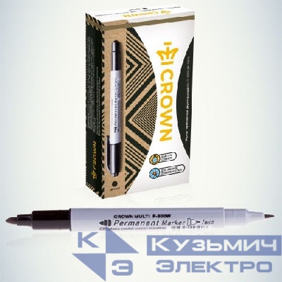 Маркер перманентный двухсторон. "Multi Marker Twin" 2мм/1мм пулевидный черн. 095143 Crown Б0048242