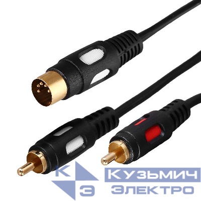 Шнур DIN 5PIN Plug-2 RCA Plug 1.5м (GOLD) Rexant 17-2512