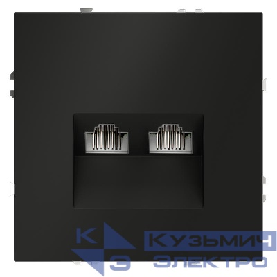 Розетка компьютерная 2-м СП S70 RJ45 + RJ45 кат.6 механизм черн. матов. Voltum VLS060208