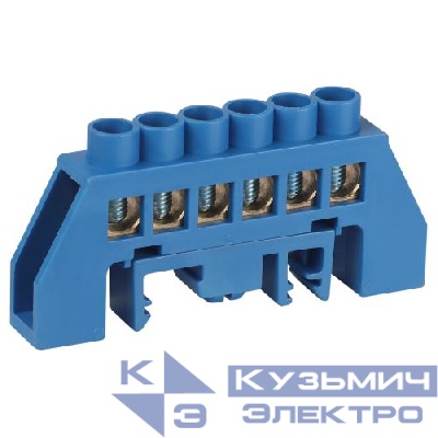 Шина N ноль в комбинированном изоляторе на DIN-рейку ШНИ-8х12-6-Д син. NO-224-109 Эра Б0062914