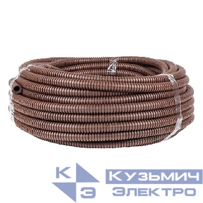 Труба гофрированная ПВХ d16мм с протяжкой темн. дерево (уп.25м) Plast PROxima EKF tg-z-16d