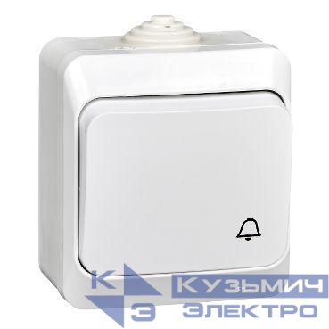 Выключатель кнопочный 1-кл. ОП Этюд 10А IP44 10AX с самовозвратом бел. SE KA10-041B