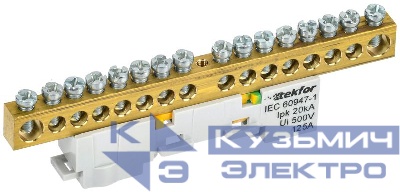 Шина PE "земля" неизол. на универс. держ. 8х12-16-Ж TEKFOR IEK TF-NN20-16-DL-K05